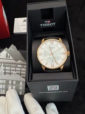 Tissot Chemin des Tourelles COSC Automatic Chronometer Gold Tone Leather Watch